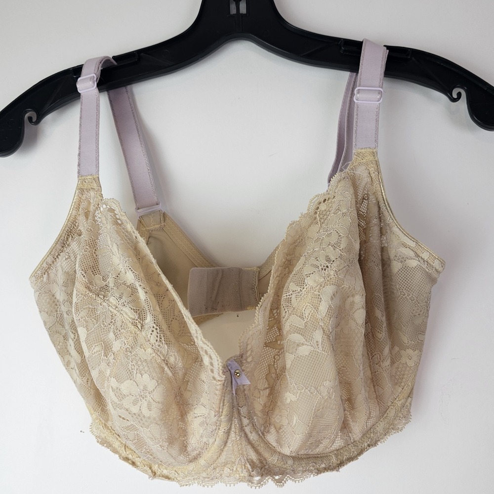 Freya Offbeat Side Support Bra AA5451 – 34I Beige Lavender Straps Lace
